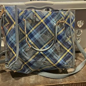 Light blue clear plaid print purse crossbody